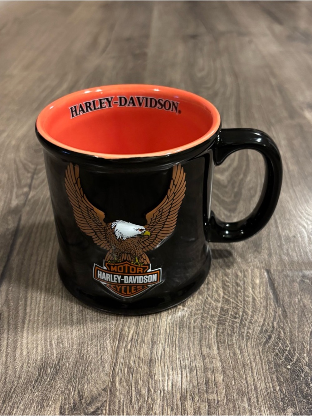 2002 Black Harley Davidson Motorcycle Oversized Coffee Mug Cup Eagle Logo T1912